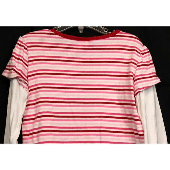 2008/09 Gymboree Sweet Heart Valentine Day Striped Shirt Heart Pink Red Rhinesto - Picture 6 of 6
